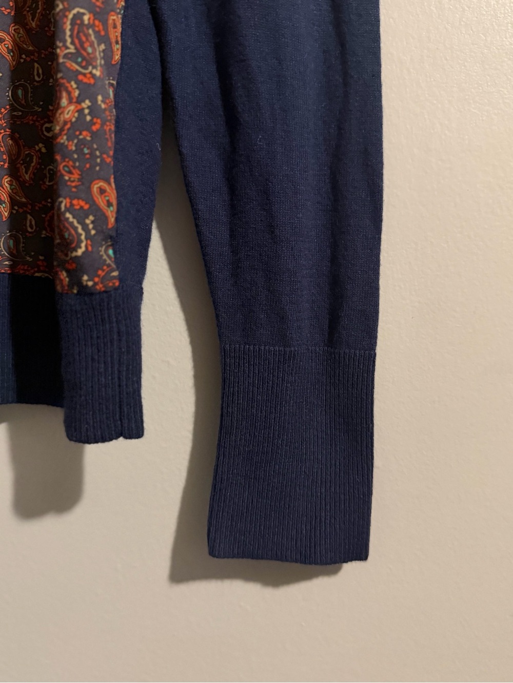 Eddie Bauer Navy Cardigan with Rust Paisley Button Front Casual Preppy Sweater - Picture 5 of 10